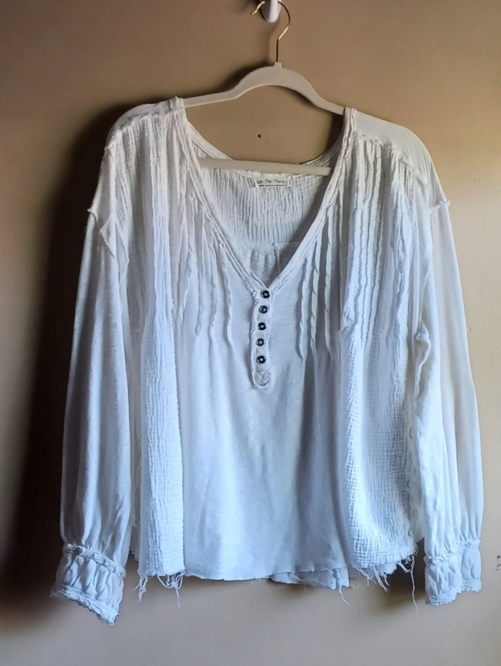 WE THE FREE Blouse Long Sleeves In Off White SzL